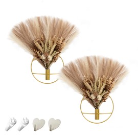 Pretty Jolly Wall Decor, Fall Wall Metal vase Decoration Holder, Wall Art Artificial Greenery, Farmhouse, Boho Silk Floral Arrangements Gold Ring9