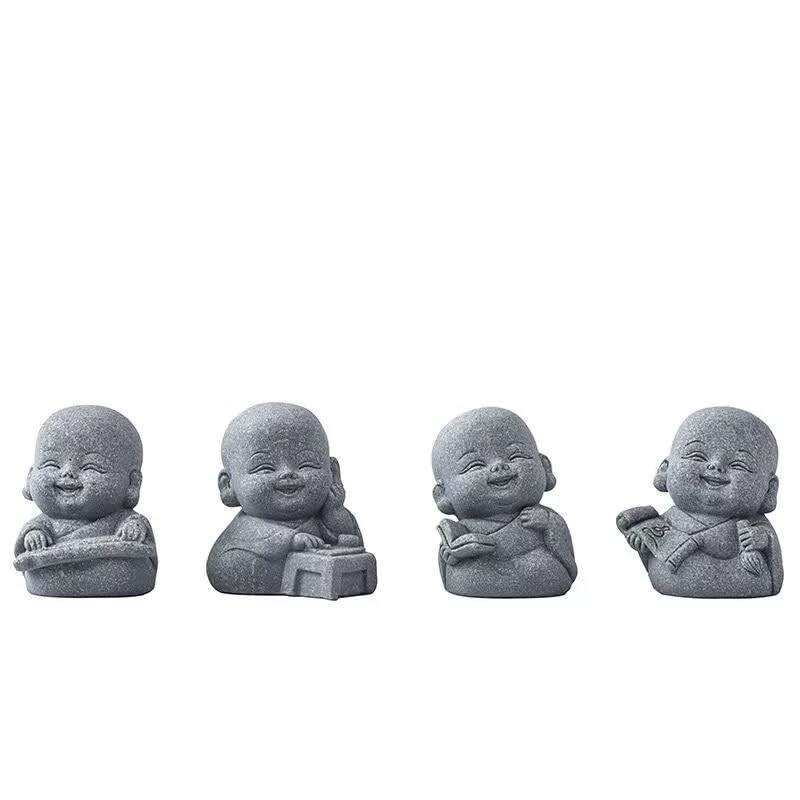 Fovasen 4PCS Laughing Buddha Statue for Good Luck & Feng