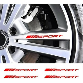 4Pcs Wheels Rims Sport Racing Decal Stripes Stickers Emblem Bumper Race Car SUV Truck, Bumper Stickers, Automotive Decals Decals and Magnets（Red）