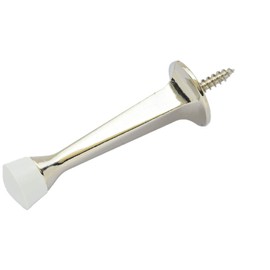 QCAA Rubber Tip Heavy Duty Solid Rigid Door Stop, 3", Zinc Die Cast, Nickel, 2 Pack, Made in Taiwan