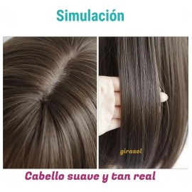 Peluca Cabello Natural Larga Dama Castaño Pelucaa De Mujer
