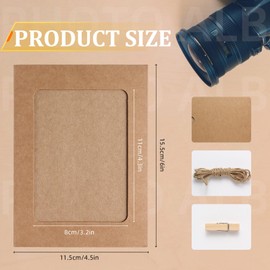 Luxoraiova Pack of 10 Photo Garland Photo Line with Clips DIY Kraft Paper Picture Frame 11.5 x 15.5 cm Hanging Wall Decoration Photo Frame Made of Cardboard for Birthday Wedding Party Anniversary