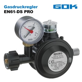 GOK Gas Pressure Regulator EN61-DS PRO 1.5 kg/h Black with Pressure Gauge