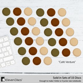 Eleven Discs 1¼-Inch Multicolor Plastic Discbound Expansion Discs - Café Verdure Theme - Compatible with Circa, Arc, TUL, and More (Set of 33)