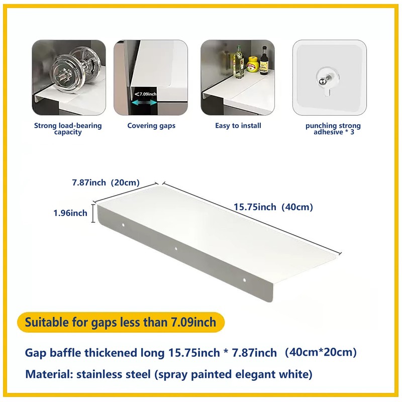 Metal Kitchen Refrigerator Gap Partition Countertop Gap Extension Board, Refrigerator