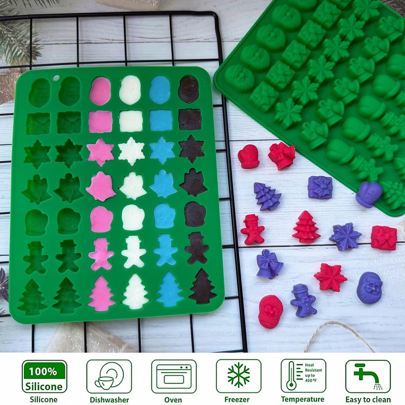 Christmas Silicone Candy Molds, 84-Cavity Mini Christmas Mold Shaped with