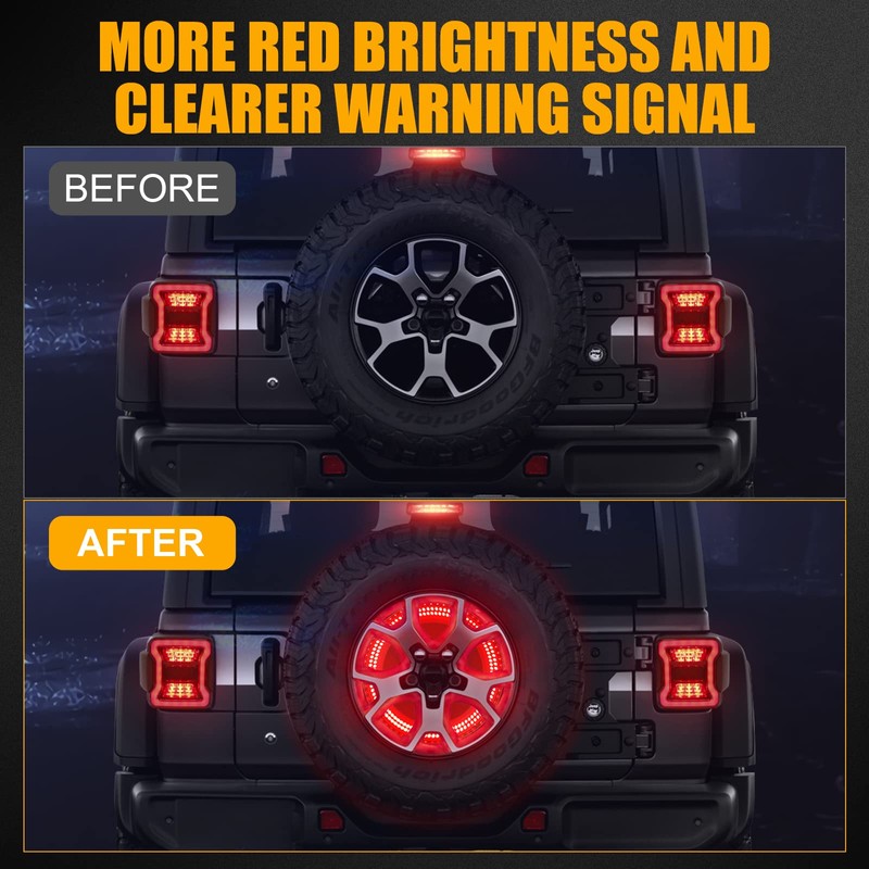 CAFOPAR 3-Side Spare Tire Brake Light Fit for Jeep Wrangler