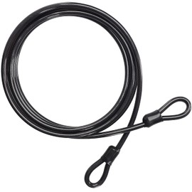 Belle Vous Bike Security Cable Lock - 4.5m/15ft Long and 10mm Thick Heavy Duty Black Cable - Flexible Vinyl Coated Steel Cable with Double Loop Ends for Bicycle Security