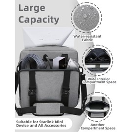 Muzale Starlink Mini Case for Starlink Mini Dish Kit Travel Carry Bag with Shoulder Straps Handle Portable Carrying Bag with Cotton Liner for Accessories Cables Grey