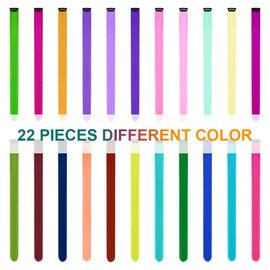 AOMIG Coloured Hair Extensions, Pack of 22 Hair Strands for Clip-In, Colourful Hair Extensions Clips Hair Extensions for Women/Girls, Children, Party, Festival Decoration, 50 cm