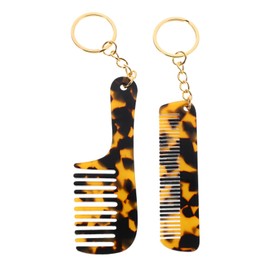 Vaguelly 2pcs Mini Styling Comb Keychain Wide Tooth Hair Detangler Portable Small Comb Keyring Travel Accessory for Women Men Curly Wavy Long Hair Daily Care