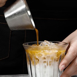 Plmvhpb Espresso-Messbecher, Espresso-Ausgießbecher, Edelstahl-Espresso-Ausgießbecher mit, 2er-Pack, Double-Shot-Espressotassen, Schwarz