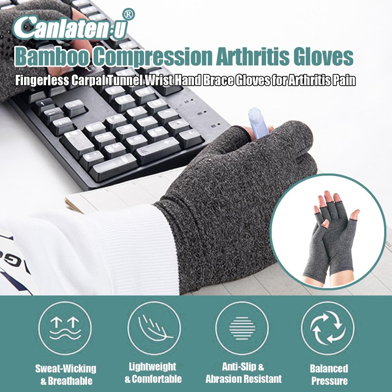 Canlaten·U Bamboo Compression Arthritis Gloves for Men & Women -