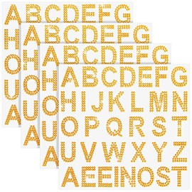 136 Pieces Rhinestone Letters Iron Stick on Sticker Large Glitter Bling Alphabet Letter Sticker Gemstone Border Sticker 34 Letters Self Adhesive Sticker for Art Craft Clothing Decor (Gold)