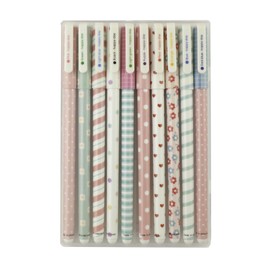 Emartbuy Pack of 10 Smooth Writing Gel Pens Fineliner Multi Colors Printed Designs Colorful Gel Ink Fine Tip Box Packed - Set 3