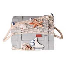 Wooden Sailor Chest in Maritime Look (14.8 x 10 x 9 cm Wood)