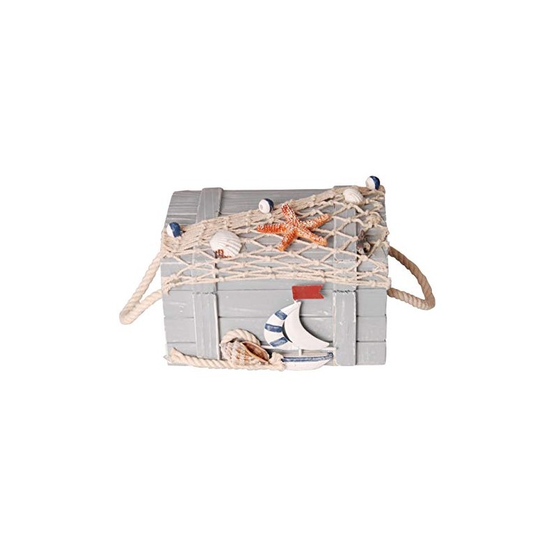 Wooden Sailor Chest in Maritime Look (14.8 x 10 x