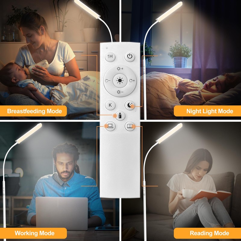 marctronic White Floor Lamp, 18W 1800LM Bright LED Floor Lamps