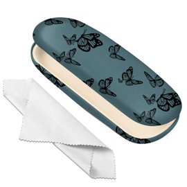 Deokke Glasses Case Hard Shell Eyeglass Protective Case Eyeglasses Holder Box with Cleaning Cloth for Women Girls Men Cute Preppy-Butterfly