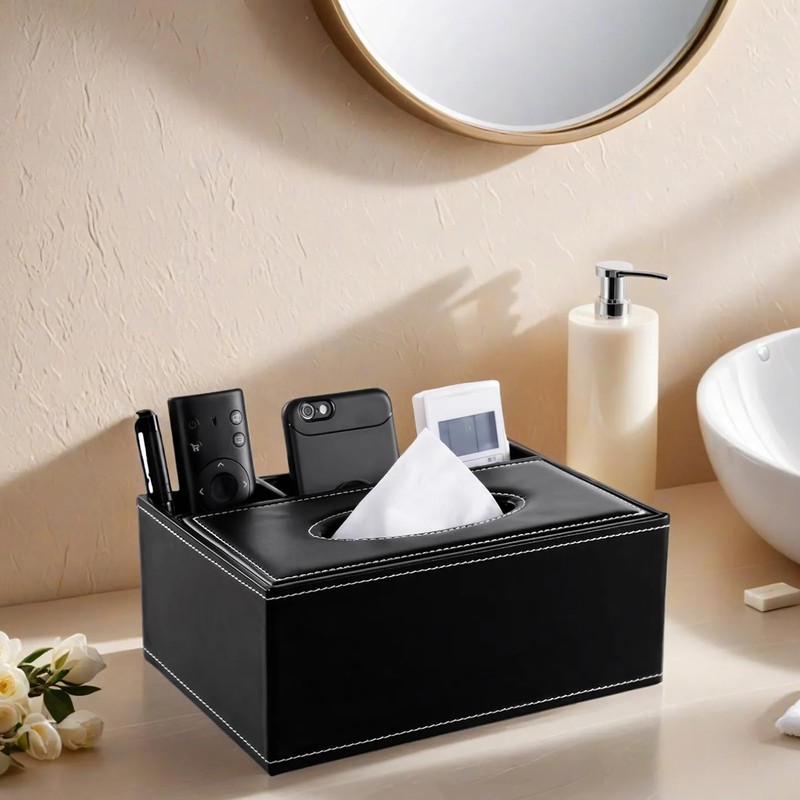 Tissue Box Cover - Multifunctional PU Leather Stylish Tissue Box