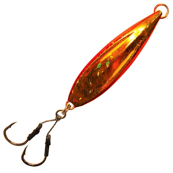 Calissa Offshore Tackle Flat Fall Jig ||| 80g 150g 250g 300LBS Assist Hooks 3/0 Butterfly ||| Vertical Knife Speed Lure Slow Pitch Fall || (Red Crab, 80g)