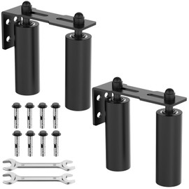 YogePote Slide Gate Roller Guide with Heavy Duty Steel L Wall Mounting Bracket, Adjustable Nylon Sliding Gate Support Assembly for Rolling Gate, Sliding Door, Wood Door, Garage Door (Black-2pcs, 6in)