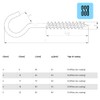 Screw in Wall, Ceiling Eye Cup Hooks Heavy Duty 60mm
