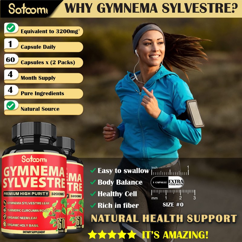 Premium Gymnema Sylvestre Extract Supplement - 4 Herbs Equivalent To