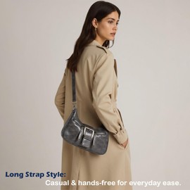 Ausing Women's Vintage Shoulder Bag Y2K Bag Shoulder Bag for Women Casual Handbag Lightweight Elegant Grey