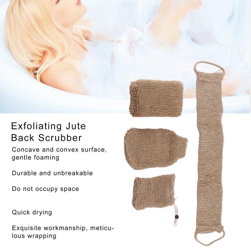 Exfoliating Jute Back Scrubber Concave Convex Surface Gift Package Jute