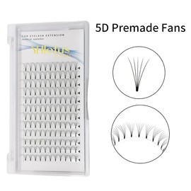 Premade Fans Eyelash Extensions 5D 0.07mm Short Stem Premium Volume Fans Lash Extension Premade Professional Cluster Fans (8mm, 5D-0.07-C)