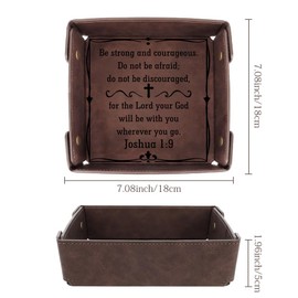 Christian Gifts for Women Men Valet Tray,Bible Religious Faith Prayer Inspirational Baptism Sobriety Gifts for Women Christmas Birthday Easter Holy Communion Bedside Organiser PU Leather Tray