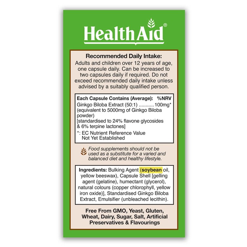 HealthAid Ginko Vital (Ginkgo Biloba) 30 Capsules