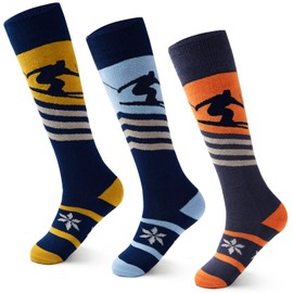 Boys Ski Socks Kids Winter Warm Snowboarding Socks Thick Thermal Skating Snow Socks for Boys Girls Skiing 3 Pack 10-12 Years
