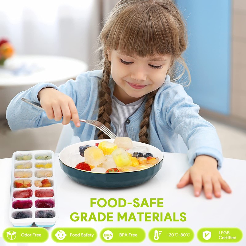 Ice Cube Trays 4 Pack, Airabc Silicone with Removable Lid,