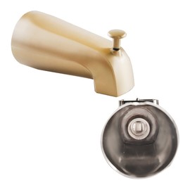 SENTO Gold Universal Bathroom Tub Spout with Diverter, Durable Heavy Duty Metal Bathtub Faucet with Shower Diverter - 4 Inches 1/2" IPS Inside Thread, Satin Brass
