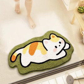 Tyrafry Animal Bathroom Rug, Soft Microfiber Bath Mat Non Slip Shower Rug Water Absorption Rug for Bathtub Cartoon Bath Rug for Kids Washable Floor Mat, 20 x 31 Inches, Green