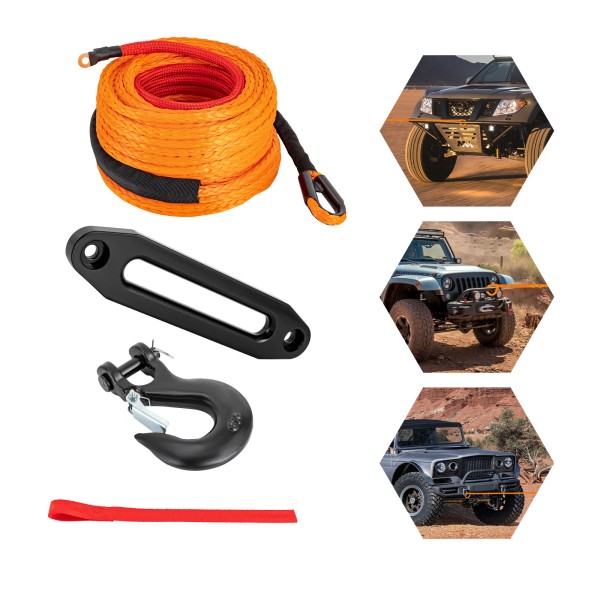 GDRASUYA10 3/8" 100 FT Synthetic Winch Rope Winch Line Cable