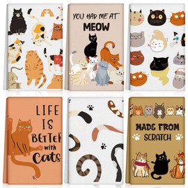 FuWeave 6 Pcs Kitchen Towels Dish Towels Lovers Gifts for Women Mom Dishcloths 16 x 24 Inches Tea Towels Decorative Hand Towels for Bathroom Kitchen Decor Housewarming Gifts(Cat)