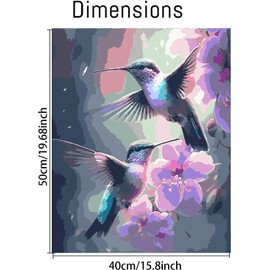 MjhRcll Hummingbird Paint by Numbers for Adults,Birds Paint by Number on Canvas,Acrylic Paint by Number Adult for Home Wall Decor 16X20 Inch(40X50cm Without Frame