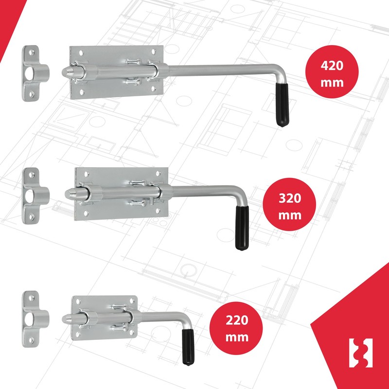 KOTARBAU® Garage Door Bolt Bolt Galvanised Silver with Rubber Handle