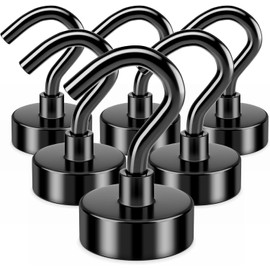 VNDUEEY 6 Pack Magnetic Hooks Heavy Duty 40lb Neodymium Magnetic Hooks Strong Magnetic Hooks for Hanging Black Magnetic Hooks for Cruise BBQ Locker Accessories Garage