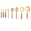 8Pcs Stainless Steel Gold Measuring Cups, Wood Measuring Cups Measuring