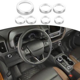 Jeliker for Bronco Sport Silver AC Control Radio Knob Cover Trim Rings, Headlight Switch Knob Cover for Ford Bronco Sport 2021 2022 2023 Silver Interior Accessories 7pcs(Only for Sport)