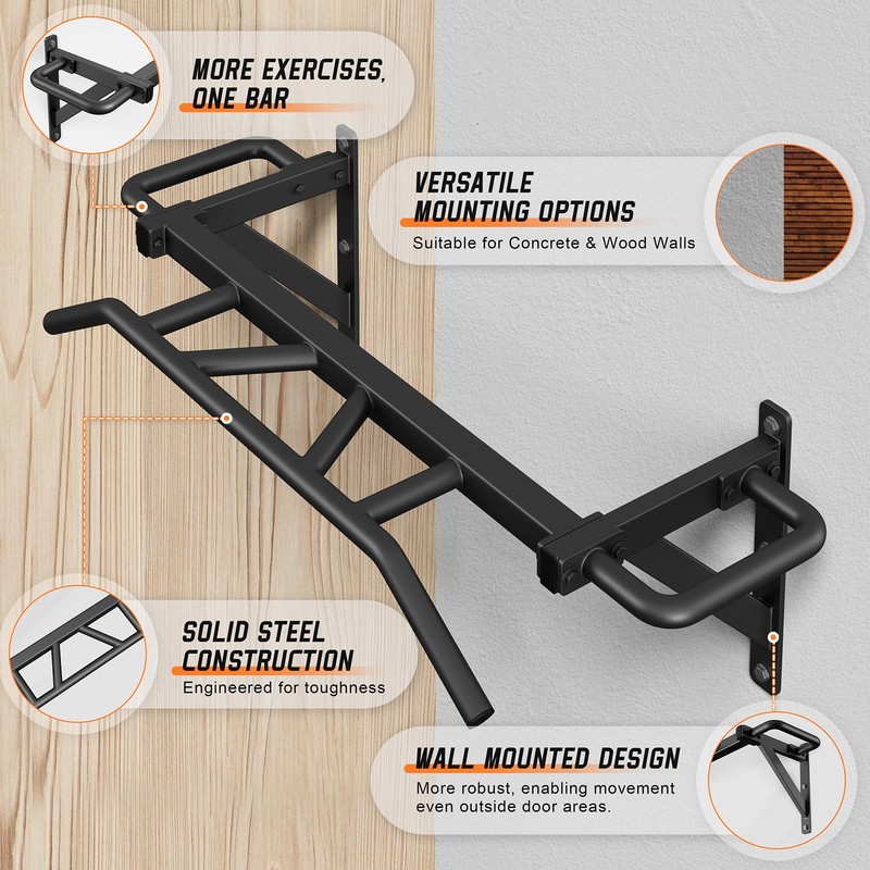 Jusgym Heavy Duty Pull Up Bar with 14 Grip Positions,