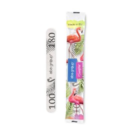 Aba Group Nail Files 100/180 Straight Standard Flamingo Safe Packaging, Professional Disposable Nail Files, Pack of 100