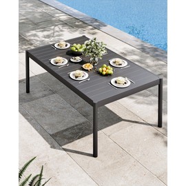 Aluminum Outdoor Metal Table for 4-6 Person,58" x 36" Rectangle Patio Dining Tables with Rectangular Non-Slip Stripe for Outiside Backyards, Porches, Gardens or Poolside, Grey