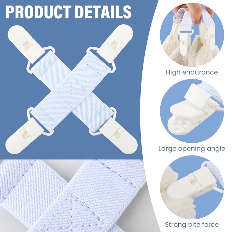 2-Piece Bed Sheet Detangler Clips – Stop Laundry Tangles &