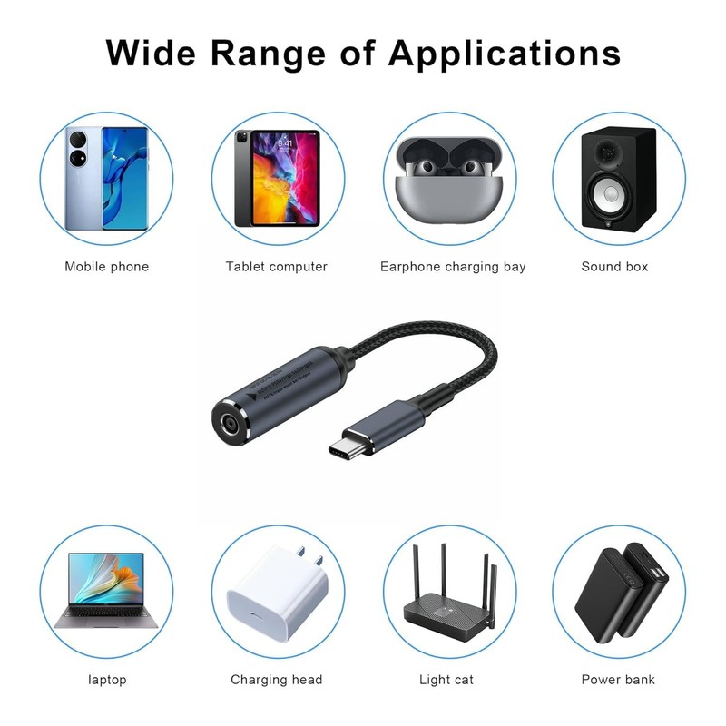 20V DC 4.5 x 3.0mm Adapter to USB-C, 65W Laptop