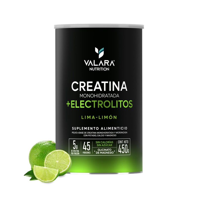 VALARA Creatina Monohidratada Adicionado Con Electrolitos En Polvo Limón